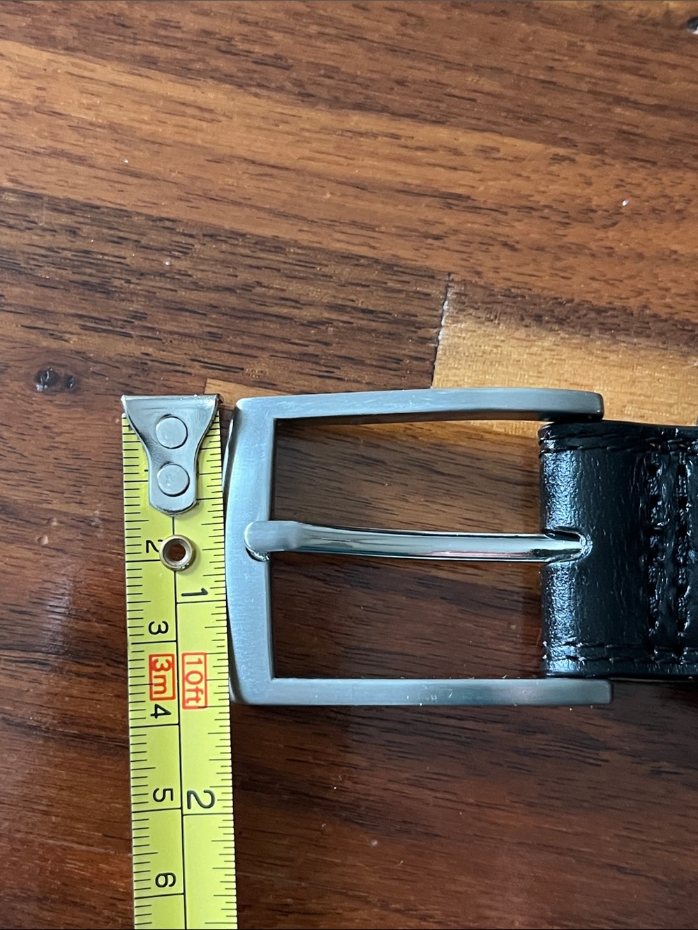 Lands’ End Black Leather Belt Sz 54 60” Long Silver Buckle Big & Tall - Picture 6 of 15